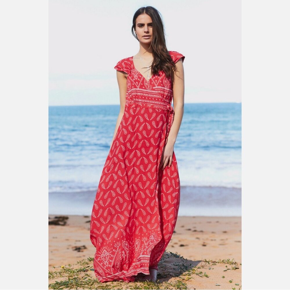 Jaase Paisley Bandana Maxi Wrap Dress
